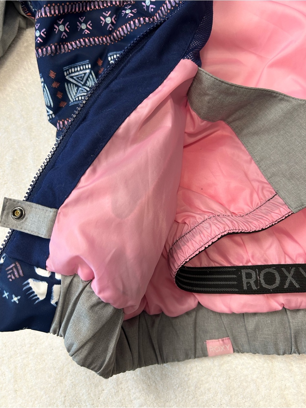 Roxy Girls Youth 16 XXL Ski Snow Jacket DryFlight 10K Navy Print - Picture 12 of 15